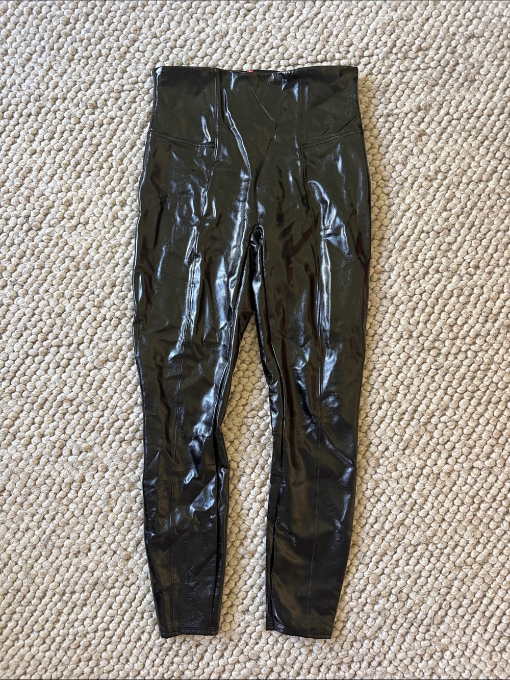SPANX High-Rise Shiny Black Faux Leather Leggings